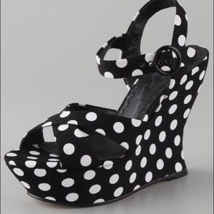 Alice + Olivia Platform Polka Dot Wedges, Size 39